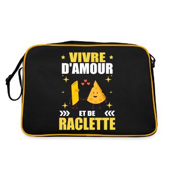 Vivre D'amour Et De Raclette Cadeau Humour Fromage - Sac Retro - noir/or - Dos