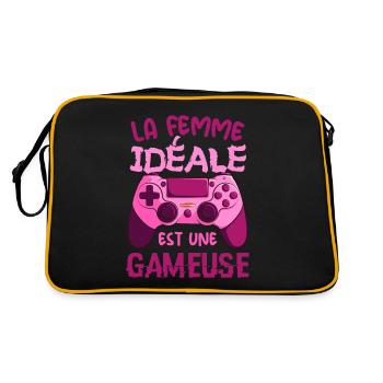 La Femme Idéale est Une Gameuse Cadeau Geek Humour - Sac Retro - noir/or - Dos