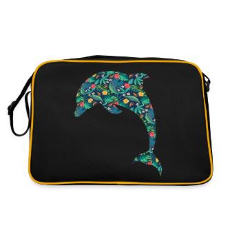 Dauphin Fleur Tropicale Floral - Sac Retro - noir/or - Dos