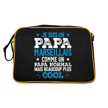 Papa Marseillais Humour - Cadeau Anniversaire Papa - Sac Retro - noir/or - Dos