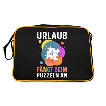 Puzzlefan Puzzler Puzzleteile Puzzle - Retro Tasche - Schwarz/Gold - Hinten