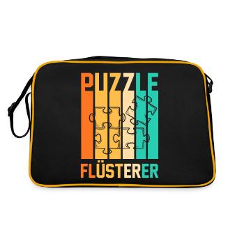 Puzzlefan Puzzler Puzzleteile Puzzle - Retro Tasche - Schwarz/Gold - Hinten