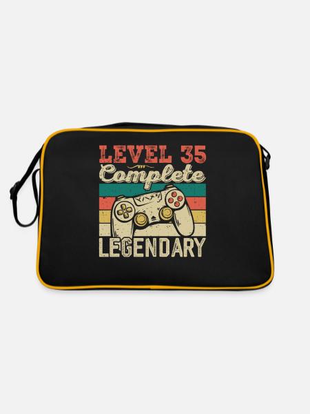 Level 35 Complete, 35th Birthday Gift - Retro Bag - black/gold - Back