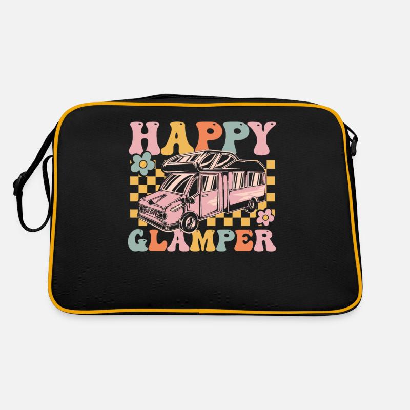 Groovy Glamping - Retro Tasche - Schwarz/Gold