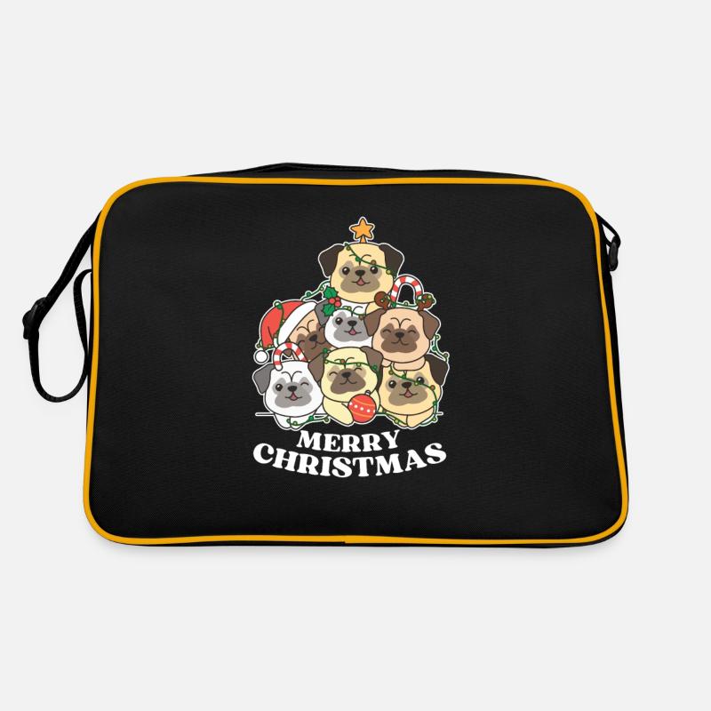 Frohe Weihnachten Mops Heiligabend Hunde Retro Tasche