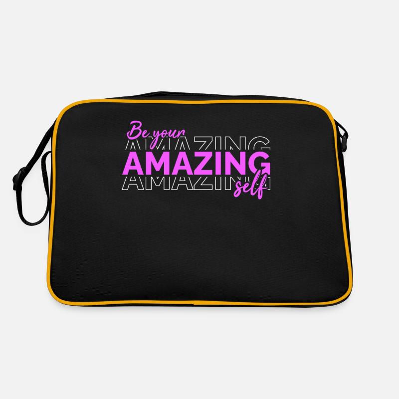 Soyez vous-même ! Confiance en soi, pensée positive, motivation - Sac Retro - noir/or
