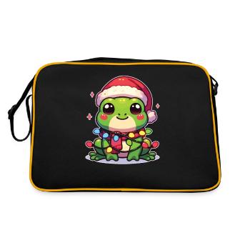 Père Noël chapeau Noël guirlandes lumineuses grenouille - Sac Retro - noir/or - Dos
