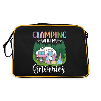 Glamper Gnom Gartenarbeit - Retro Tasche - Schwarz/Gold - Hinten