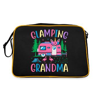 Weiblicher Glamper Wohnmobil Wohnwagen - Retro Tasche - Schwarz/Gold - Hinten