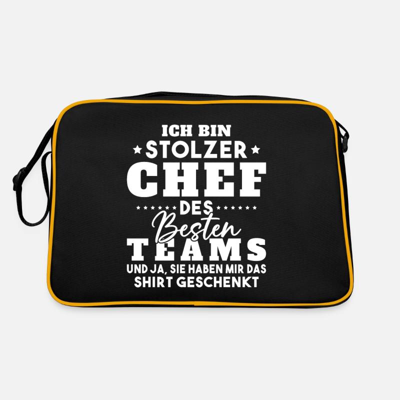 Stolzer Chef Des Besten Teams Shirt Geschenkt Fun - Retro Tasche - Schwarz/Gold