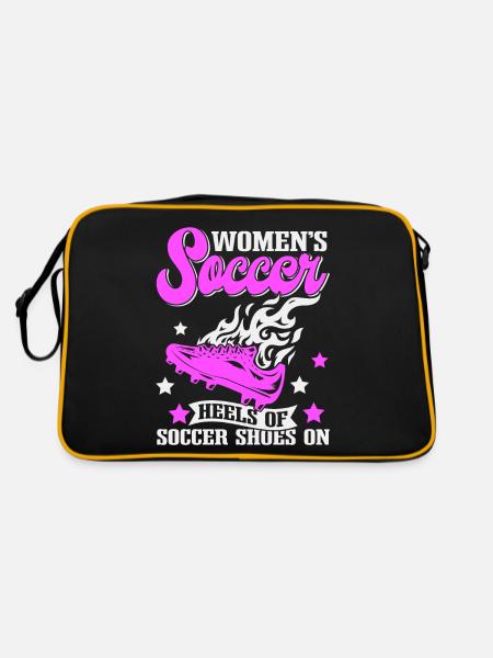 Frauenfußball, Fußball Frauen Soccer Damenfußball - Retro Tasche - Schwarz/Gold - Hinten