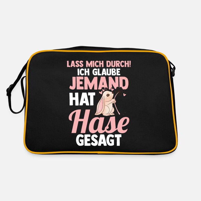 Kaninchen Hase - Retro Tasche - Schwarz/Gold
