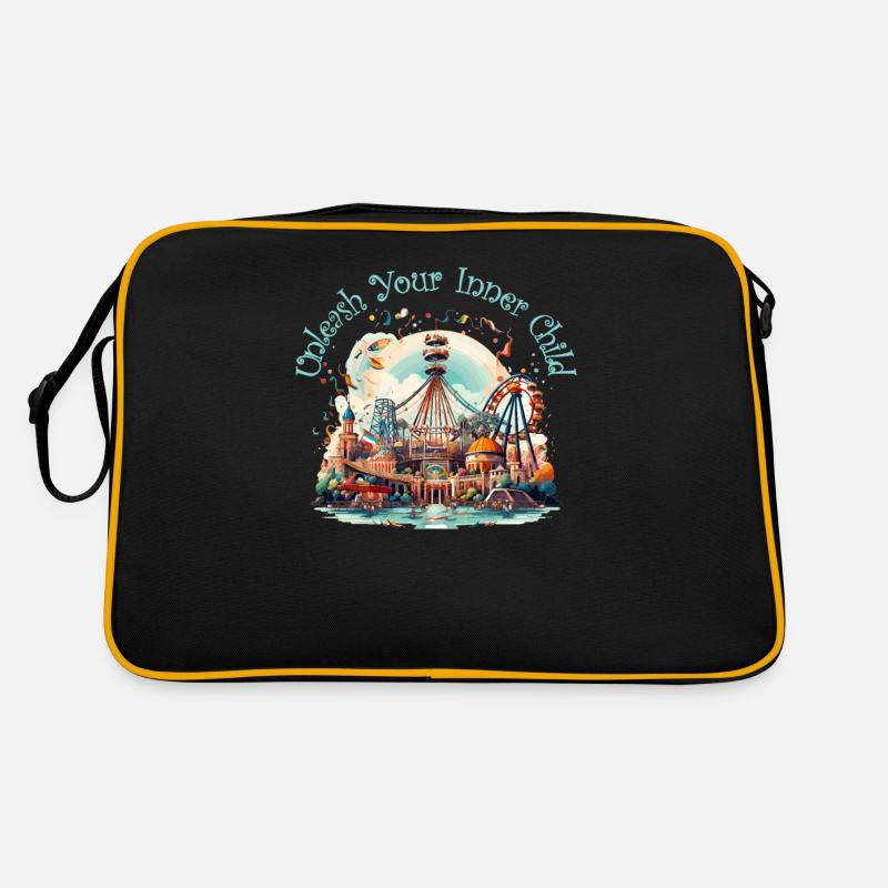 Freizeitpark Jahrmarkt Rummelplatz Dorffest - Retro Tasche - Schwarz/Gold