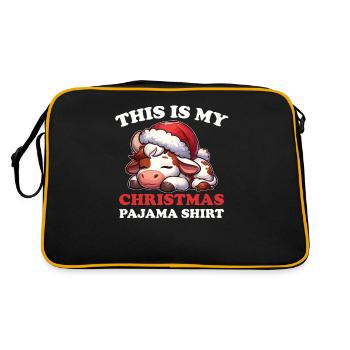 Kuh Weihnachts Schlafanzug Kühe - Retro Tasche - Schwarz/Gold - Hinten