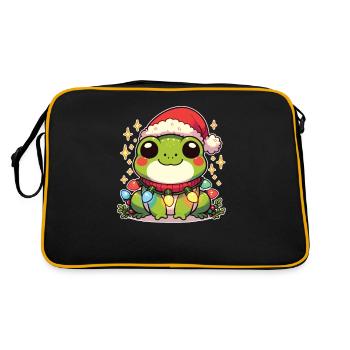 Père Noël chapeau Noël guirlandes lumineuses grenouille - Sac Retro - noir/or - Dos