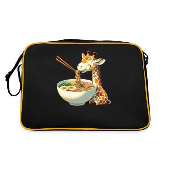 girafe mignonne mange des nouilles ramen ramen ramen - Sac Retro - noir/or - Dos