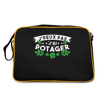 J'Peux pas J'ai Potager Cadeau De Jardinage Drole - Sac Retro - noir/or - Dos