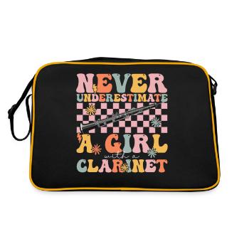 Groovy Clarinet Girl Clarinette Joueur de clarinette - Sac Retro - noir/or - Dos