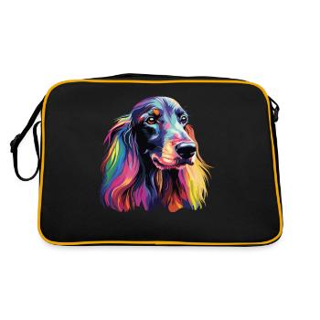 Aquarelle Chien Afghan coloré - Sac Retro - noir/or - Dos