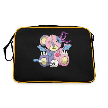 Pastell Goth Japanisch Yami Kawaii Bär Harajuku - Retro Tasche - Schwarz/Gold - Hinten