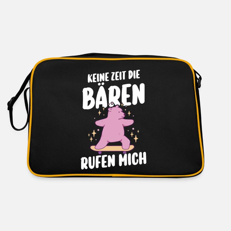 Braunbär Bär - Retro Tasche - Schwarz/Gold