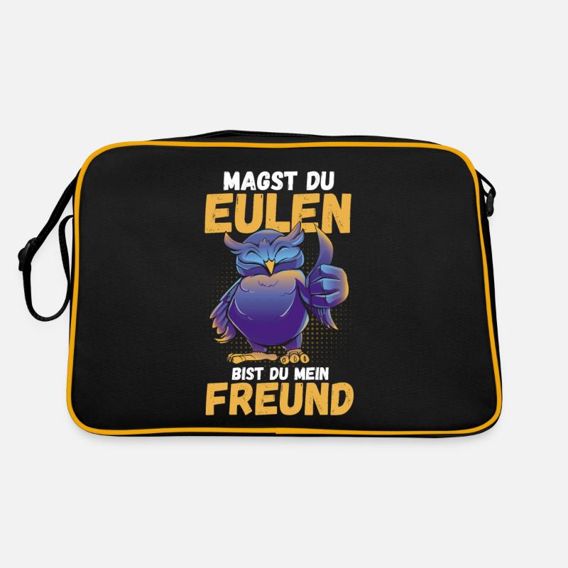 Eulen - Retro Tasche - Schwarz/Gold