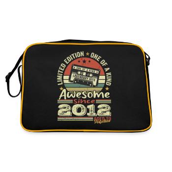 Jahrgang 2012 Original Retro Geburtstagsgeschenk - Retro Tasche - Schwarz/Gold - Hinten