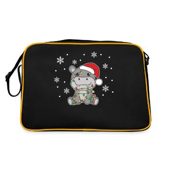 Hippo Christmas Winter Animals Hippos - Retro Bag - black/gold - Back