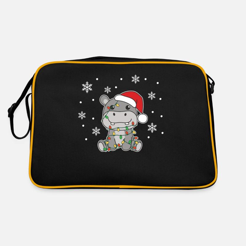 Hippopotame Noël Animaux d’hiver Hippopotames Sac Retro