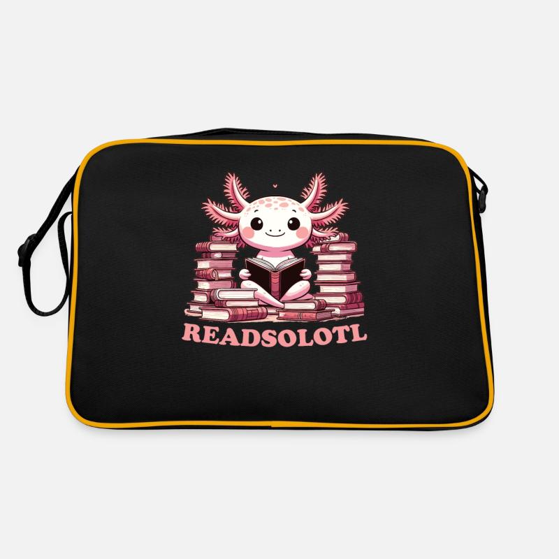 Axolotl Reads a Book Cute Axolotl Reading Books Retro Bag