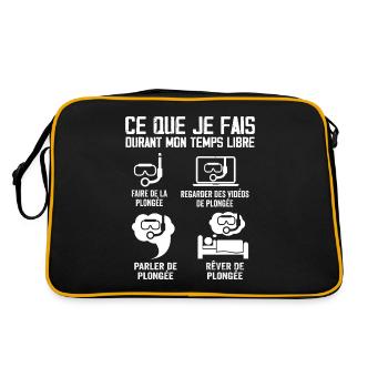 Ce Que Je Fais Durant Mon Temps Libre Plongée - Sac Retro - noir/or - Dos