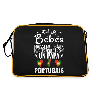 Bébés égaux meilleurs ont un papa Portugais - Sac Retro - noir/or - Dos