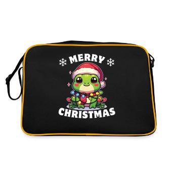 Père Noël chapeau Noël guirlandes lumineuses grenouille - Sac Retro - noir/or - Dos