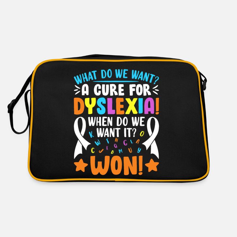 Funny Dyslexia Awareness - Retro Bag - black/gold