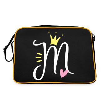 Letter M Initial Letter Crown - Retro Bag - black/gold - Back