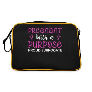 Pregnant With A Purpose Proud Leihmutter - Retro Tasche - Schwarz/Gold - Hinten