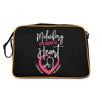 Nurse Midwife Birth Worker - Retro Tasche - Schwarz/Gold - Hinten