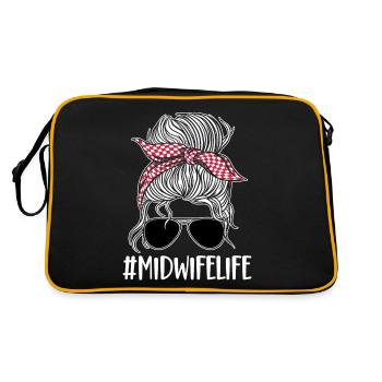Nurse Midwife Birth Worker - Retro Tasche - Schwarz/Gold - Hinten