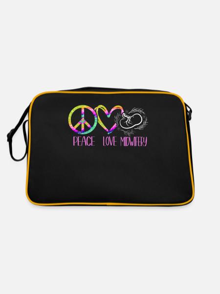 Infirmière Sage-Femme Accoucheuse Tie Dye - Sac Retro - noir/or - Dos