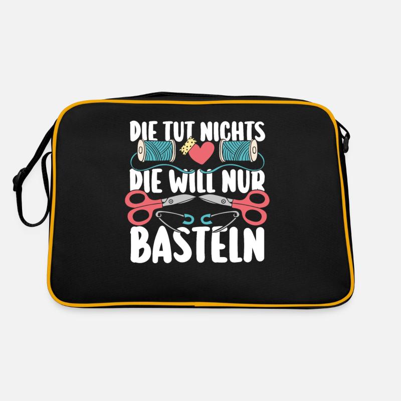 Bastler Bastelunterricht Basteln - Retro Tasche - Schwarz/Gold