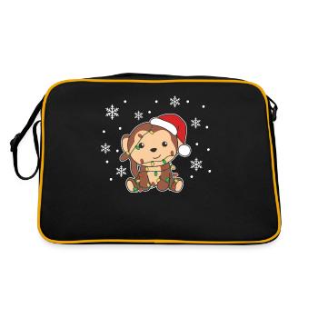 Monkey Christmas Winter Animals Monkey - Retro Bag - black/gold - Back