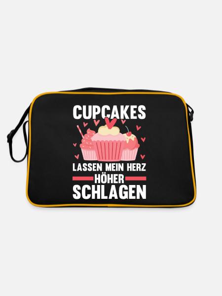 Backen Cupcakes - Retro Tasche - Schwarz/Gold - Hinten