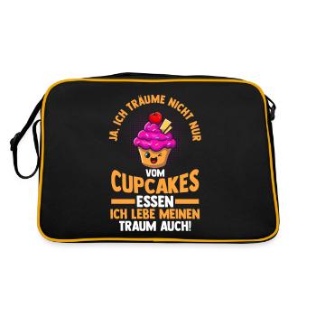Backen Cupcakes - Retro Tasche - Schwarz/Gold - Hinten