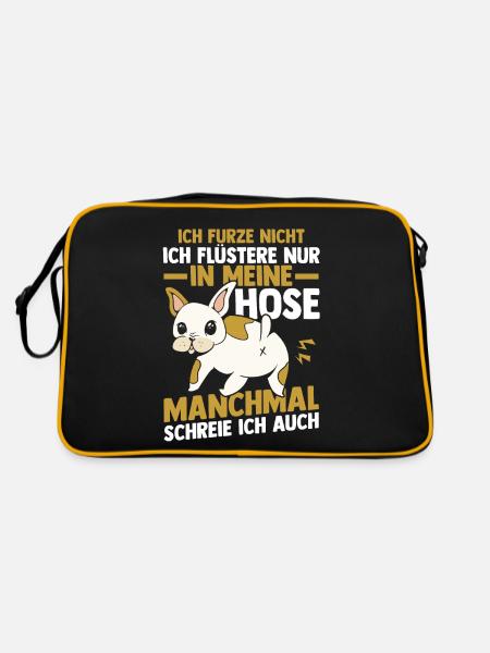 Ich Furze Nicht Hund - Retro Tasche - Schwarz/Gold - Hinten