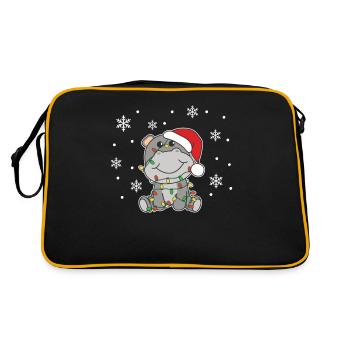 Hippo Christmas Winter Animals Hippos - Retro Bag - black/gold - Back