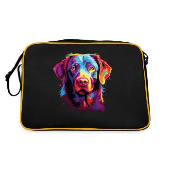 Wasserfarben Farbenfroher Chesapeake Bay Retriever - Retro Tasche - Schwarz/Gold - Hinten