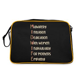 Nurse Midwife Birth Worker - Retro Tasche - Schwarz/Gold - Hinten