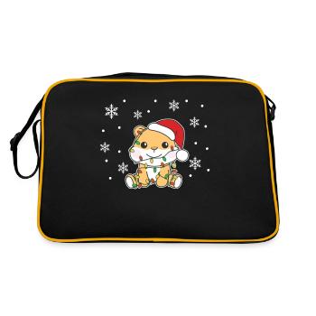 Hamster Weihnachten Winter Tiere Hamster - Retro Tasche - Schwarz/Gold - Hinten