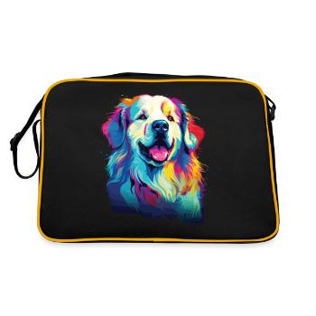 Watercolor Colorful Pyrenean Mountain Dog - Retro Bag - black/gold - Back