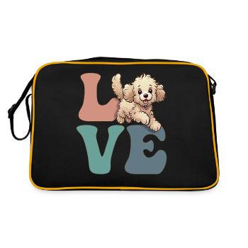 Golden Doodle Goldendoodle Hundeliebhaber - Retro Tasche - Schwarz/Gold - Hinten